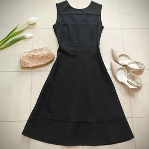 👗Lands' End Ponte A-Line V Back Black Dress